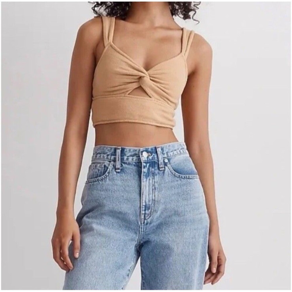 Madewell Womens Cutout Knot-Front Crop Tank Top  NWOT Size XXS